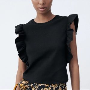 ZARA Ruffled Ribbed Shirt